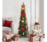 Sapin de Noël artificiel avec 100 LED Vert 150 cm PVC, Arbre de Noël portable en forme de cône, tissu PVC résistant, 42018631