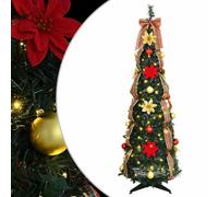 Sapin de Noël artificiel avec 100 LED Vert 150 cm PVC, Arbre de Noël portable en forme de cône, tissu PVC résistant, 42018631