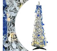 vidaXL Sapin de Noël Artificiel avec 50 LED Blanc 120 cm PVC, Salon, Arbre Art Déco Portable, décor saisonnier, lumières LED, Ambiance de Noël, pièce maîtresse Festive