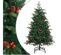 vidaXL Sapin de Noël artificiel 150 cm avec pommes de pin et baies, intérieur, avec support