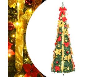 vidaXL Sapin de Noël Artificiel Escamotable 50 LED, Arbre de Noël avec Lumières, Décoration de Fête Vacance Maison Intérieur Extérieur, 120 cm