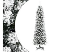 vidaXL Sapin de Noël artificiel mince flocké 210 cm PVC/PE