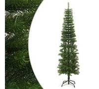 vidaXL Sapin de Noël artificiel mince avec support 210 cm PE 344646 Vert G