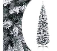 vidaXL Sapin de Noël artificiel mince flocon de neige vert 180 cm PVC Vert G