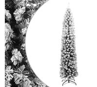 vidaXL Sapin de Noël artificiel mince flocon de neige vert 210 cm PVC