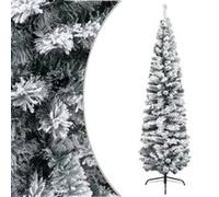 vidaXL Sapin de Noël artificiel mince flocon de neige vert 240 cm PVC Vert G