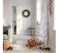 vidaXL Sapin de Noël artificiel moitié avec support blanc 150 cm PVC 328418