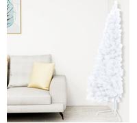 vidaXL Sapin de Noël demi-artificiel avec support PVC Blanc 240 cm