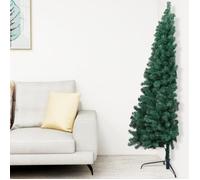 vidaXL Sapin de Noël artificiel moitié avec support Vert 210 cm PVC
