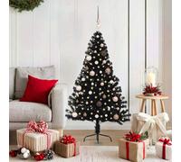 vidaXL Sapin de Noël artificiel pré-éclairé Noir 150 cm PVC