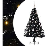 vidaXL Sapin de Noël artificiel pré-éclairé Noir 150 cm PVC