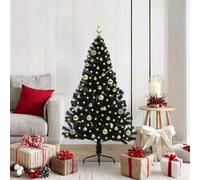 vidaXL Sapin de Noël artificiel pré-éclairé Noir 150 cm PVC