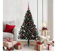 vidaXL Sapin de Noël artificiel pré-éclairé Noir 150 cm PVC