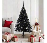 vidaXL Sapin de Noël Artificiel pré-éclairé Noir 150 cm PVC, Arbre de Noël Moderne en cône, déco Lumineuse LED pré-éclairée, éclairage de Jardin Festif, intérieur saisonnier