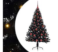 vidaXL Sapin de Noël Artificiel pré-éclairé Noir 150 cm PVC, Arbre de Noël Moderne en cône, déco Lumineuse LED pré-éclairée, éclairage de Jardin Festif, intérieur saisonnier