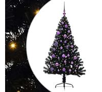 vidaXL Sapin de Noël Artificiel pré-éclairé Noir 150 cm PVC, Arbre de Noël Moderne en cône, déco Lumineuse LED pré-éclairée, éclairage de Jardin Festif, intérieur saisonnier