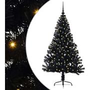 vidaXL Sapin de Noël Artificiel pré-éclairé Noir 150 cm PVC, Arbre de Noël Moderne en cône, déco Lumineuse LED pré-éclairée, éclairage de Jardin Festif, intérieur saisonnier