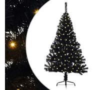 vidaXL Sapin de Noël Artificiel pré-éclairé Noir 150 cm PVC, Arbre de Noël Moderne en cône, déco Lumineuse LED pré-éclairée, éclairage de Jardin Festif, intérieur saisonnier