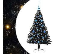 vidaXL Sapin de Noël Artificiel pré-éclairé Noir 150 cm PVC, Arbre de Noël Moderne en cône, déco Lumineuse LED pré-éclairée, éclairage de Jardin Festif, intérieur saisonnier