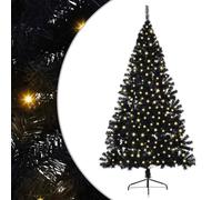 vidaXL Sapin de Noël Artificiel pré-éclairé Noir 180 cm PVC, Arbre de Noël Moderne en cône, déco Lumineuse LED pré-éclairée, éclairage de Jardin Festif, intérieur saisonnier