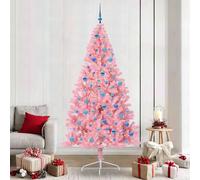 vidaXL Sapin de Noël artificiel pré-éclairé Rose 240 cm PVC