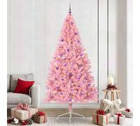 vidaXL Sapin de Noël artificiel pré-éclairé Rose 240 cm PVC