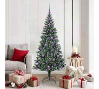 vidaXL Sapin de Noël artificiel pré-éclairé Vert 180 cm PVC et métal
