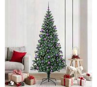 vidaXL Sapin de Noël artificiel pré-éclairé Vert 210 cm PVC et métal