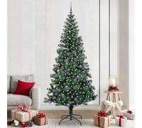 vidaXL Sapin de Noël artificiel pré-éclairé Vert 240cm PVC et métal