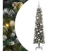 vidaXL Sapin de Noël Artificiel Vert 180 cm PVC, Plastique et Acier, Arbre de Noël Moderne en cône, déco saisonnière, lumières LED, intérieur extérieur, Blanc Chaud