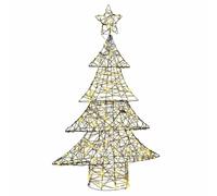 vidaXL Sapin de Noël avec 120 LED Blanc Chaud 150 cm Rotin, Décoration Moderne, Durable, Ornement de Noël pour embellir Votre Arbre et fête avec Un Style Festif