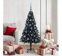 vidaXL Sapin de Noël avec 150 LED avec support Noir 150 cm PVC