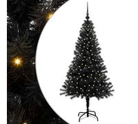 vidaXL Sapin de Noël avec 150 LED avec support Noir 150 cm PVC