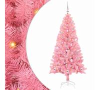 vidaXL Sapin de Noël avec 150 LED avec Support Rose 150 cm PVC, Sapin de Noël Moderne, Ornement Festif Artificiel, déco intérieure, lumières LED Chaleureuses, Affichage Minimaliste