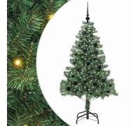 vidaXL Sapin de Noël avec 150 LED avec Support Vert 150 cm PVC, Sapin de Noël Moderne, Ornement Festif Artificiel, déco intérieure, lumières LED Chaleureuses, Affichage Minimaliste