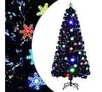 vidaXL Sapin de Noël avec flocons LED - 150 cm Noir