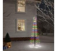 vidaXL Sapin de Noël avec Piquet Arbre de Noël à LED Décoration de Vacances Ornement de Noël Décoration de Fête Coloré 108 LED 180 cm Multicolore G