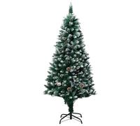 vidaXL Sapin de Noël avec pommes de pin et neige - 180 cm