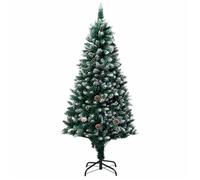 vidaXL Sapin de Noël avec pommes de pin et neige - 180 cm