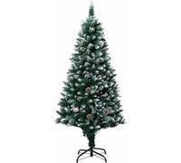 vidaXL Sapin de Noël avec pommes de pin et neige - 180 cm