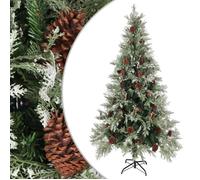 vidaXL Sapin de Noël Pommes de Pin 225 cm PVC et PE Vert et Blanc