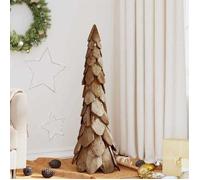 vidaXL Sapin de Noël avec support Marron 110 cm Bois de teck solide