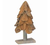 vidaXL Sapin de Noël avec Support Marron 61 cm Bois de Teck Solide, Arbre de Noël Rustique élégant, déco saisonnière, Affichage Solide, Centre de Table en Teck, Versatile déco Festive