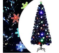 vidaXL Sapin de Noël et flocons de neige LED Noir 180 cm Fibre optique