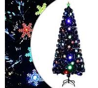 vidaXL Sapin de Noël LED Fibre Optique - Noir 240 cm