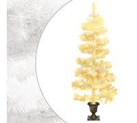 Kunstkerstboom met verlichting en pot 120 cm PVC wit344652