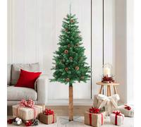 vidaXL Sapin de Noël Mince 180 cm avec Bois et Cônes