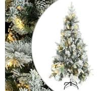 VidaXL Sapin de Noël Pré-éclairé Neige - Vert et Blanc - 225 cm