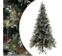 vidaXL Sapin de Noël Pommes de Pin pré-éclairé LED Vert/Blanc 225 cm PVC PE