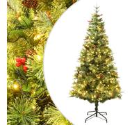 vidaXL Sapin de Noël pré-éclairé 120 cm LED pommes de pin PVC/PE Vert
